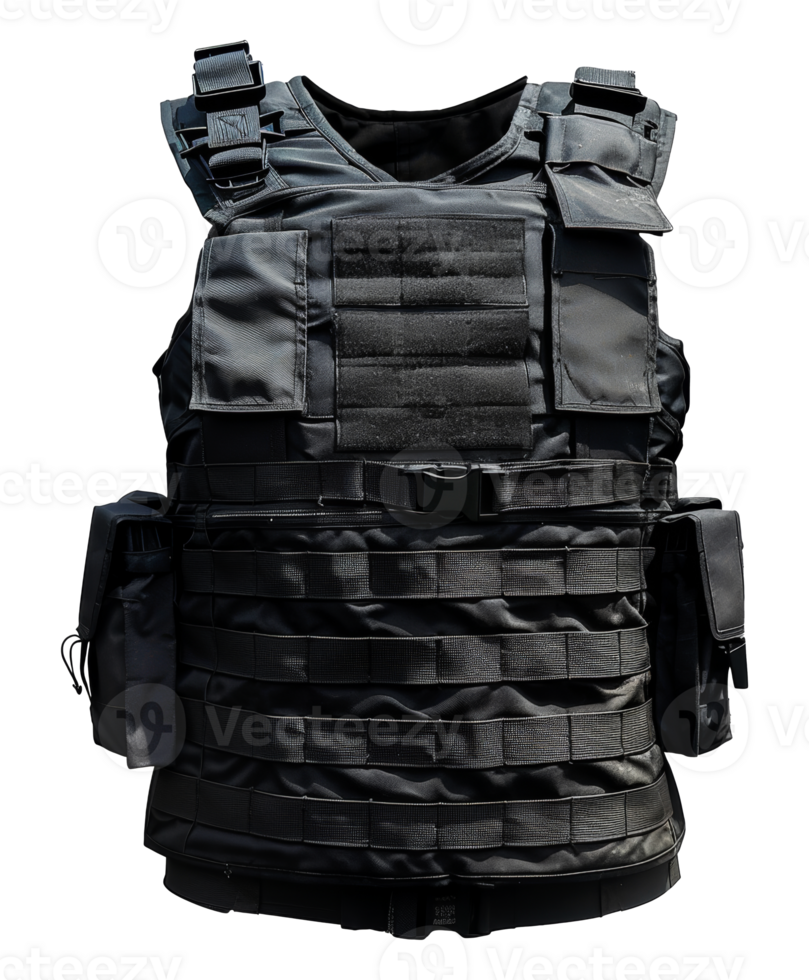 Black tactical bulletproof vest, cut out - stock .. png