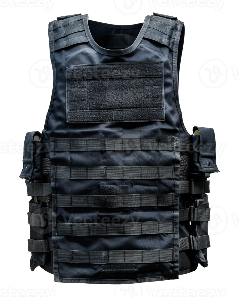 Black tactical bulletproof vest, cut out - stock .. png