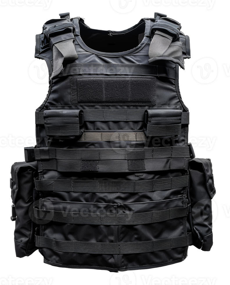 Black tactical bulletproof vest, cut out - stock .. png