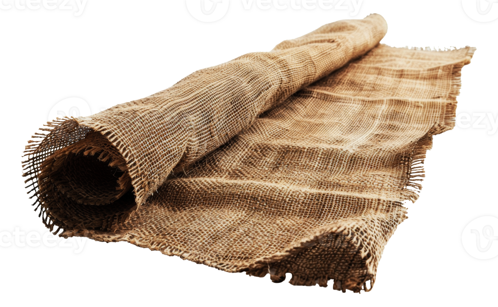 Rustic burlap fabric roll, cut out - stock . png