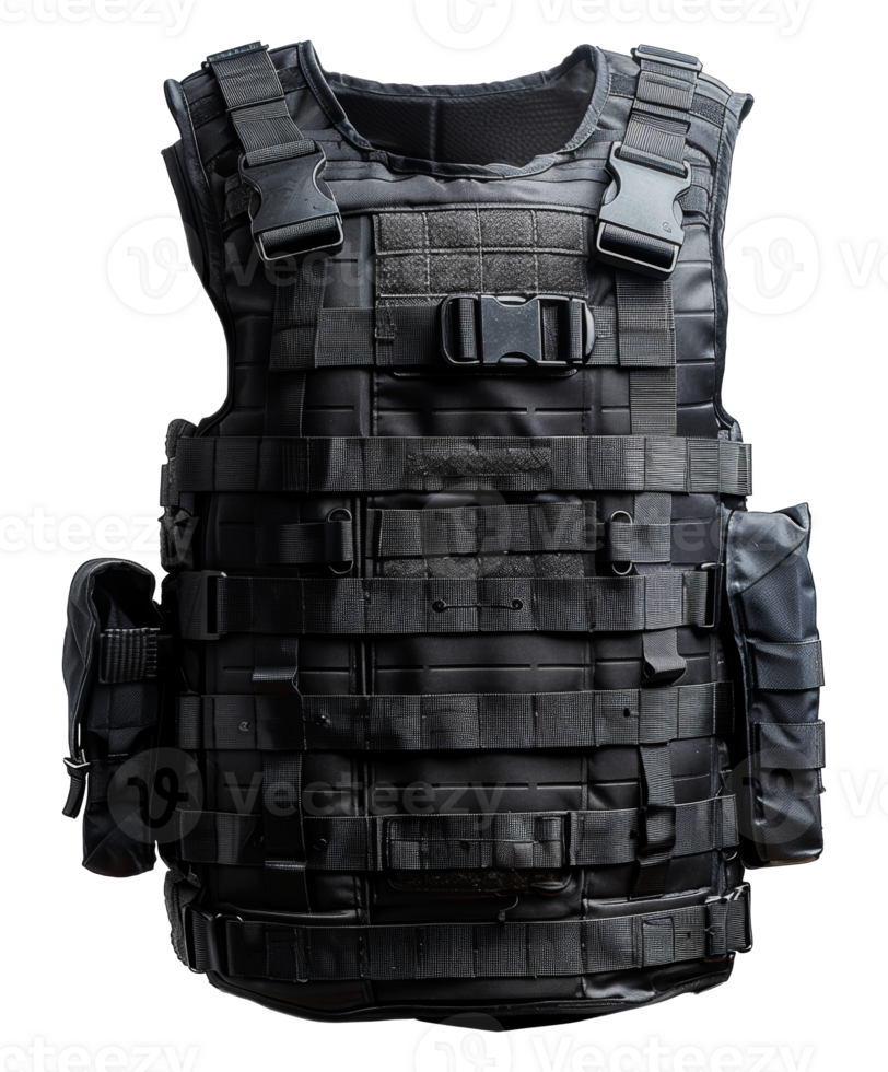 Black tactical bulletproof vest, cut out - stock .. png
