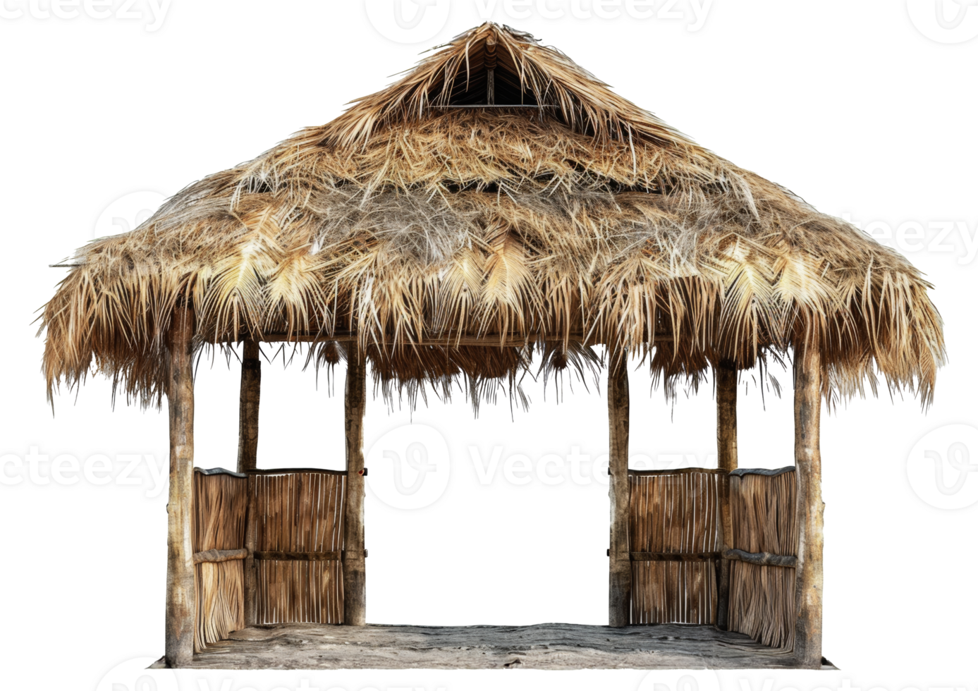 Tropical thatched roof hut, cut out - stock .. png