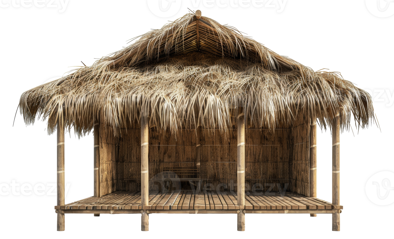 Tropical thatched roof hut, cut out - stock .. png