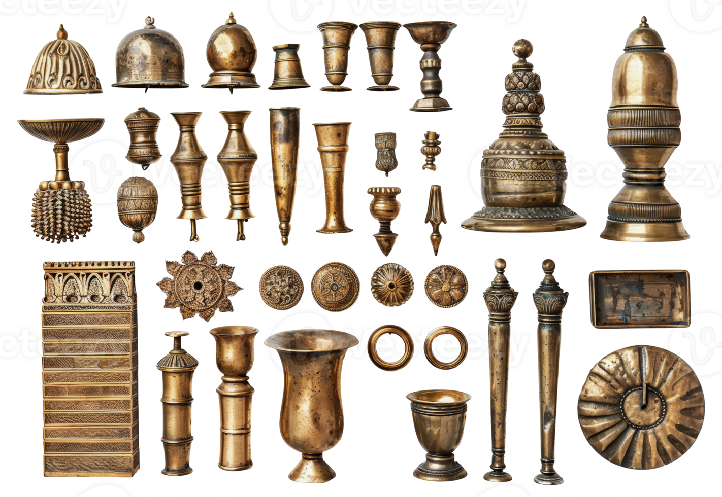 vintage cobre utensílios de cozinha coleção, cortar Fora - estoque .. png