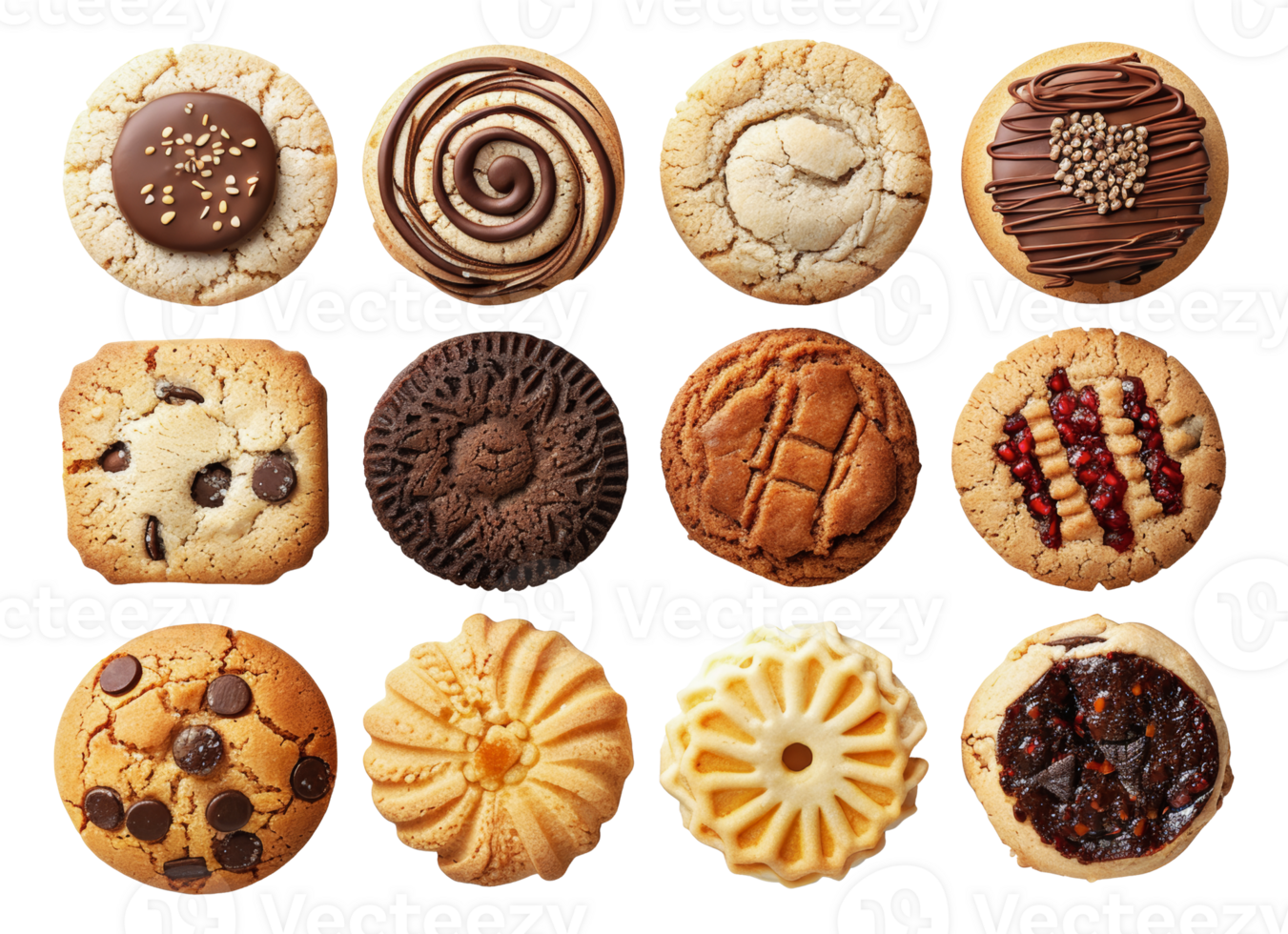 Variety of gourmet cookies, cut out - stock .. png