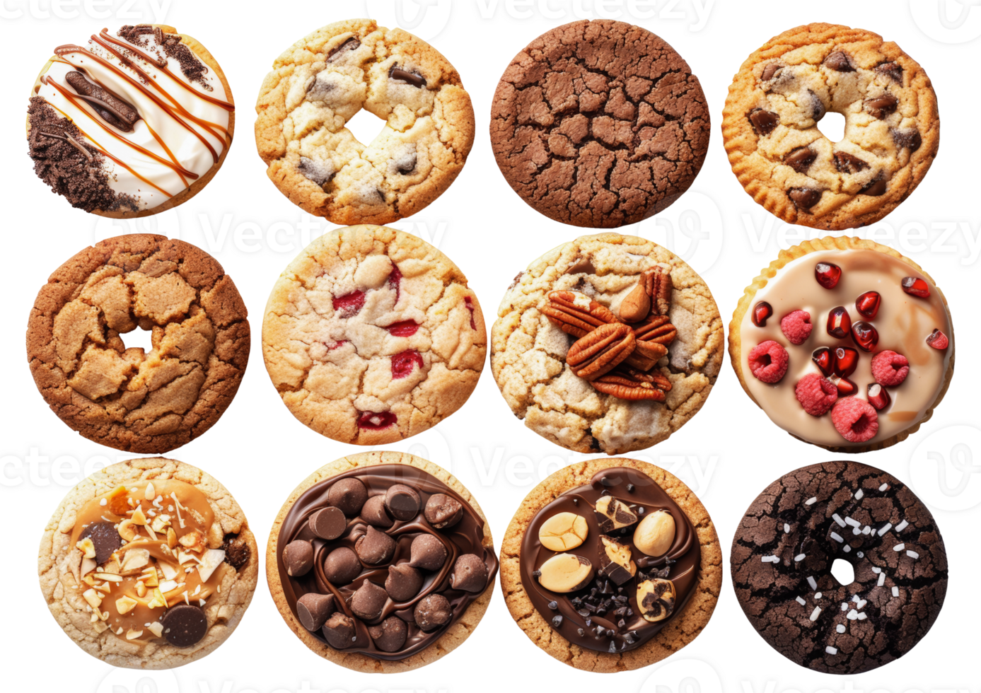 Variety of gourmet cookies, cut out - stock .. png