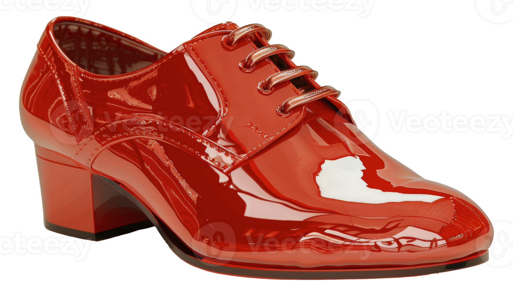 Glossy red patent leather heeled shoes, cut out - stock .. png