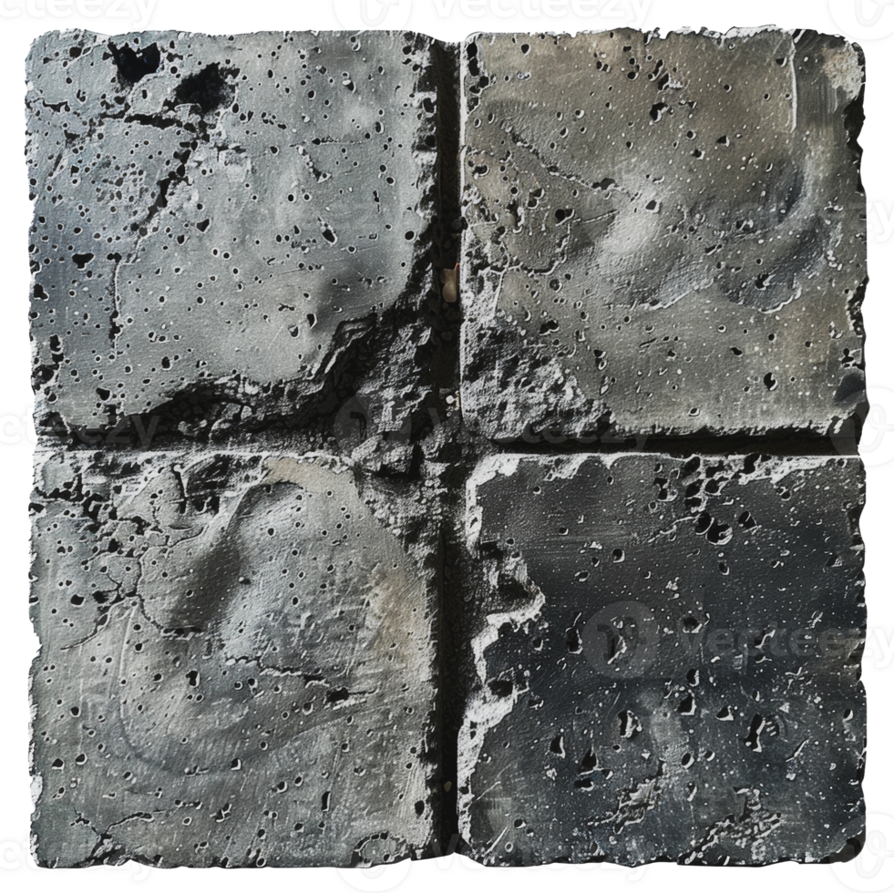 High detail textured concrete wall with wet spots, cut out - stock . png