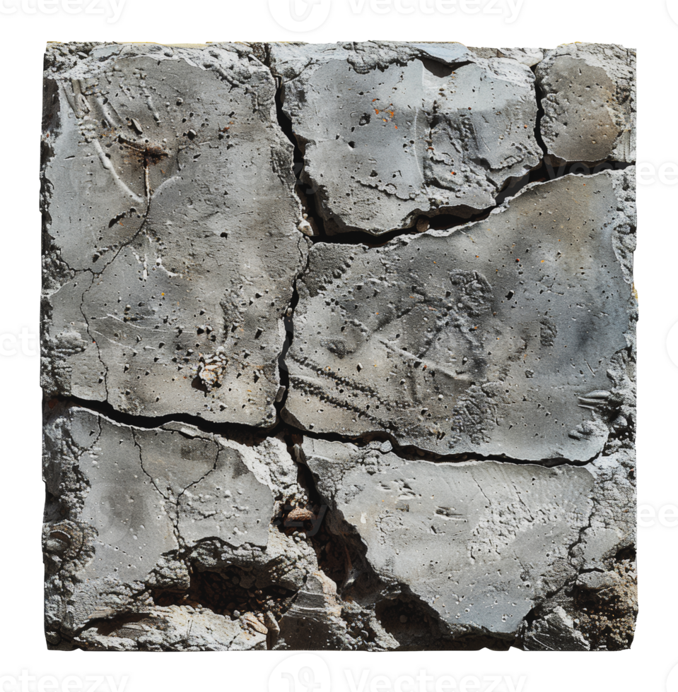High detail textured concrete wall with wet spots, cut out - stock . png