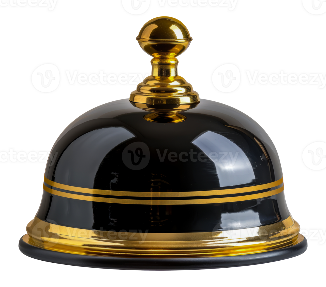 Vintage black hotel service bell, cut out - stock . png