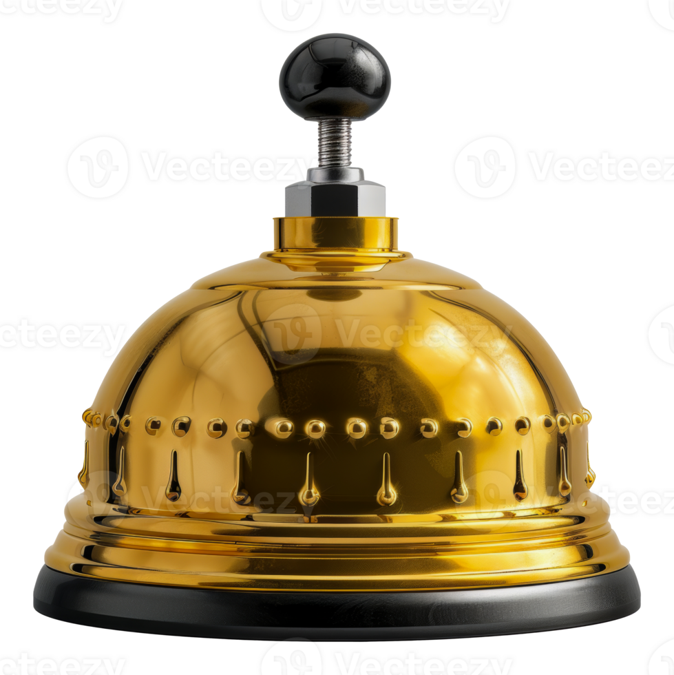 Antique gold hotel service bell, cut out - stock . png
