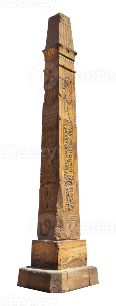 Egyptian obelisk with hieroglyphs, cut out - stock .. png