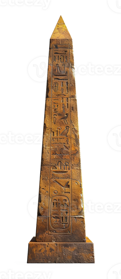 Egyptian obelisk with hieroglyphs, cut out - stock .. png