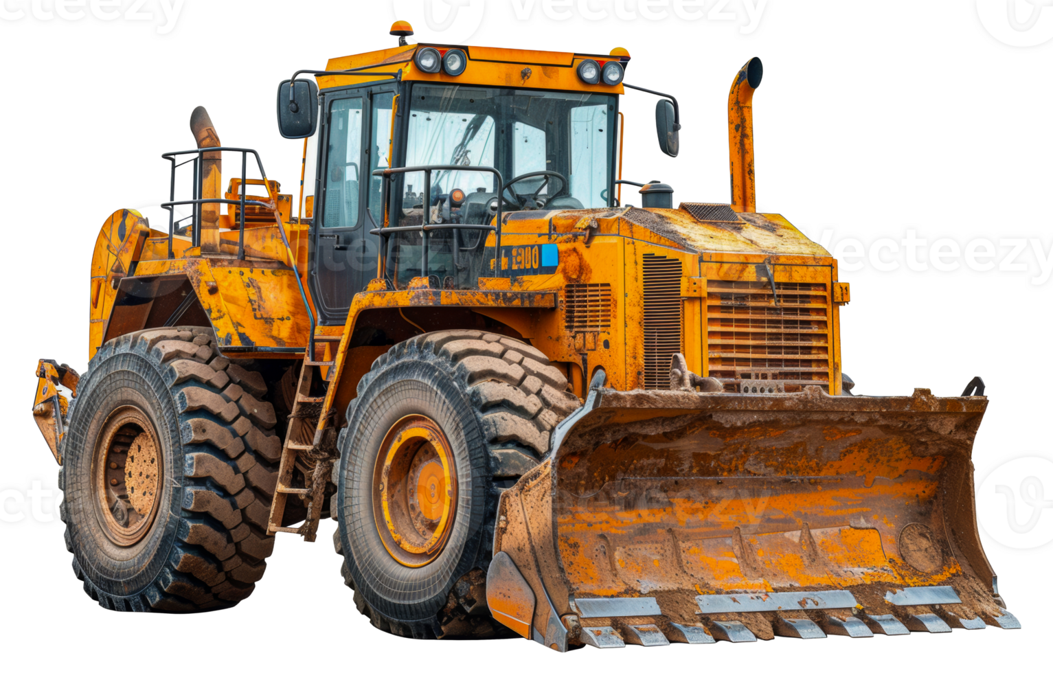 Heavy duty yellow construction vehicle with large bucket, cut out - stock .. png