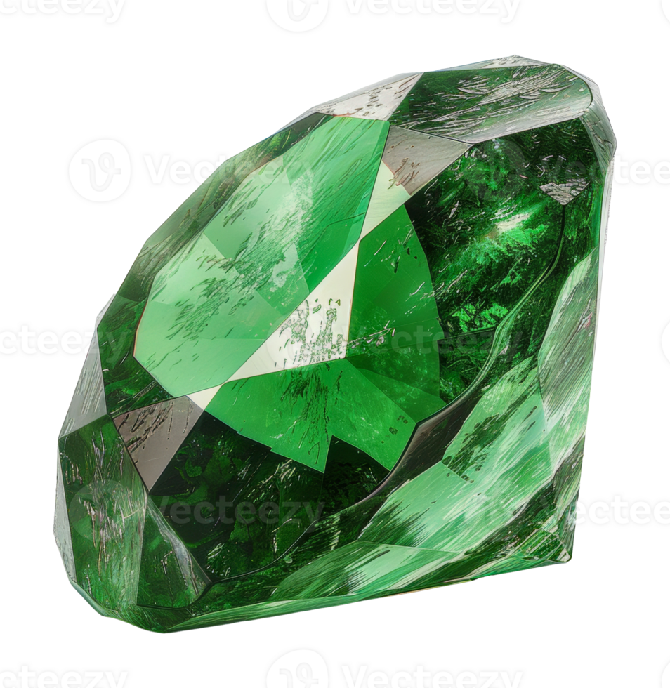 Cut and polished green peridot gem, cut out - stock .. png
