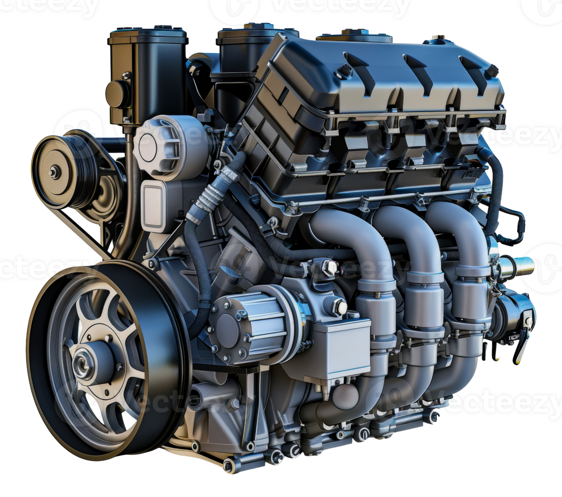 Complex black and blue engine, cut out - stock .. png