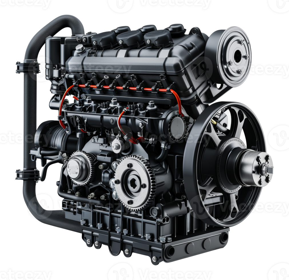 Complex black engine, cut out - stock .. png