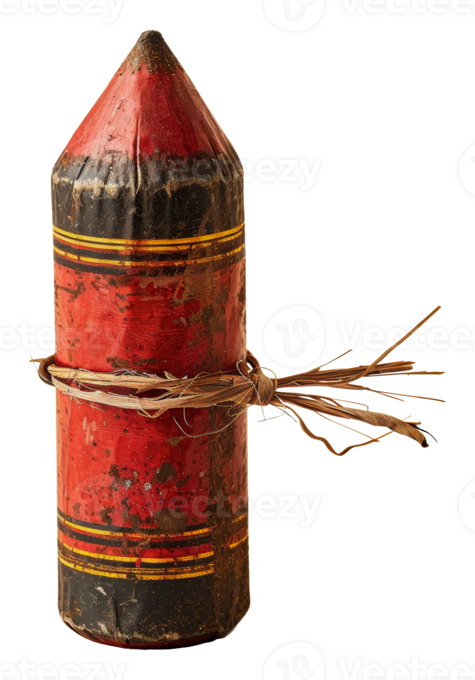 Vintage dynamite stick with rustic appearance, cut out - stock .. png