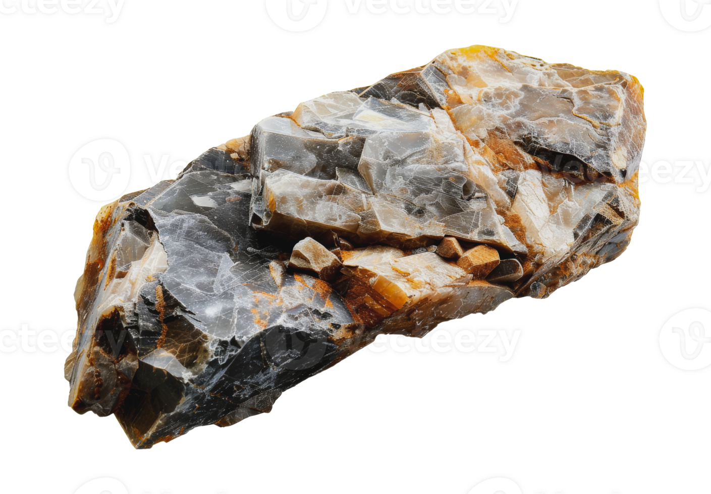 Unique specimen of banded agate stone with intricate patterns, cut out - stock .. png
