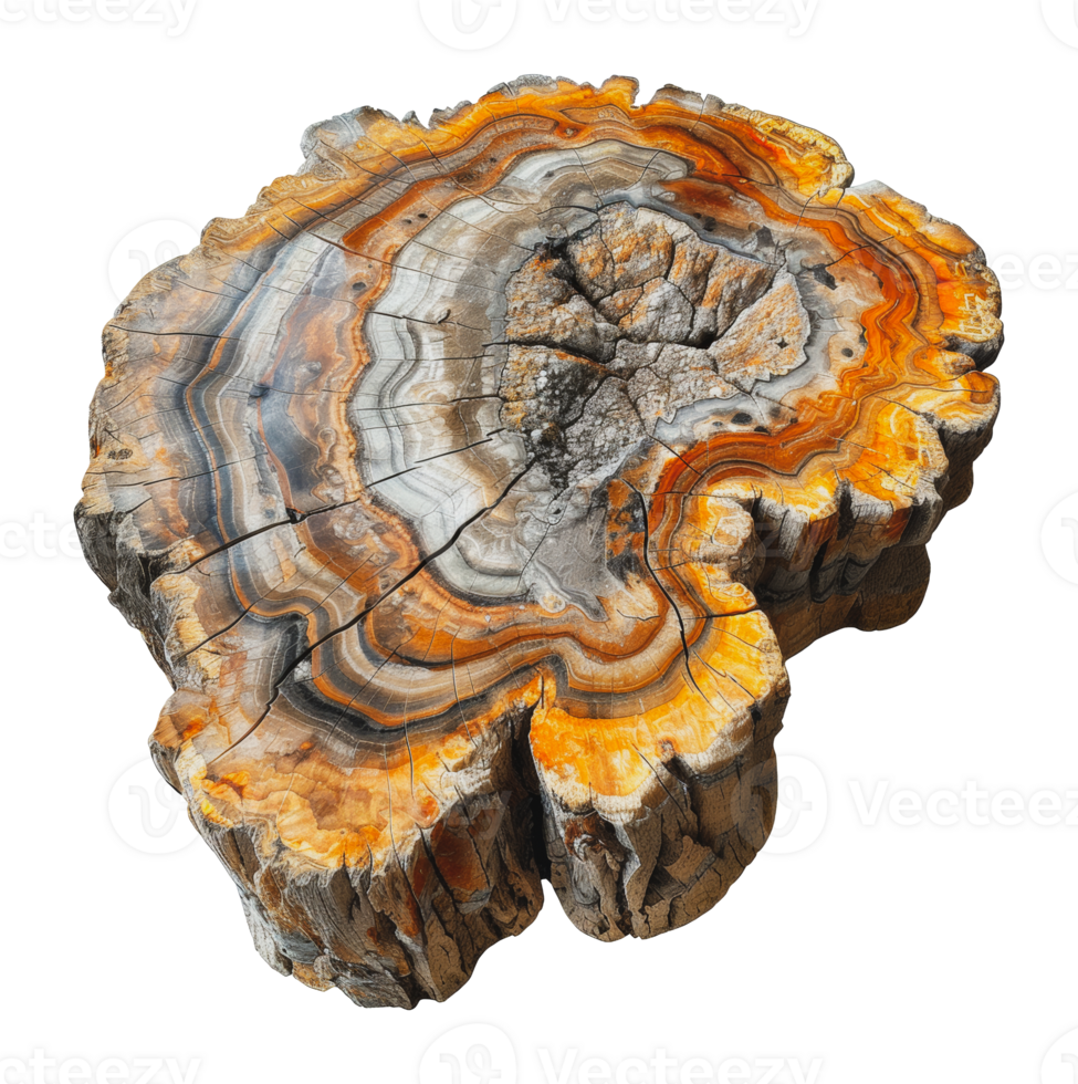 Cross-section of a tree trunk showing growth rings, cut out - stock .. png