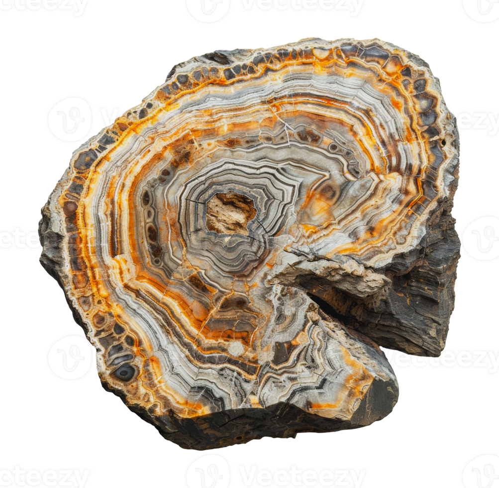 Cross-section of a tree trunk showing growth rings, cut out - stock .. png