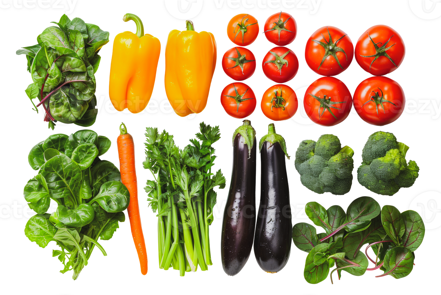 Mixed fresh vegetables assortment, cut out - stock .. png