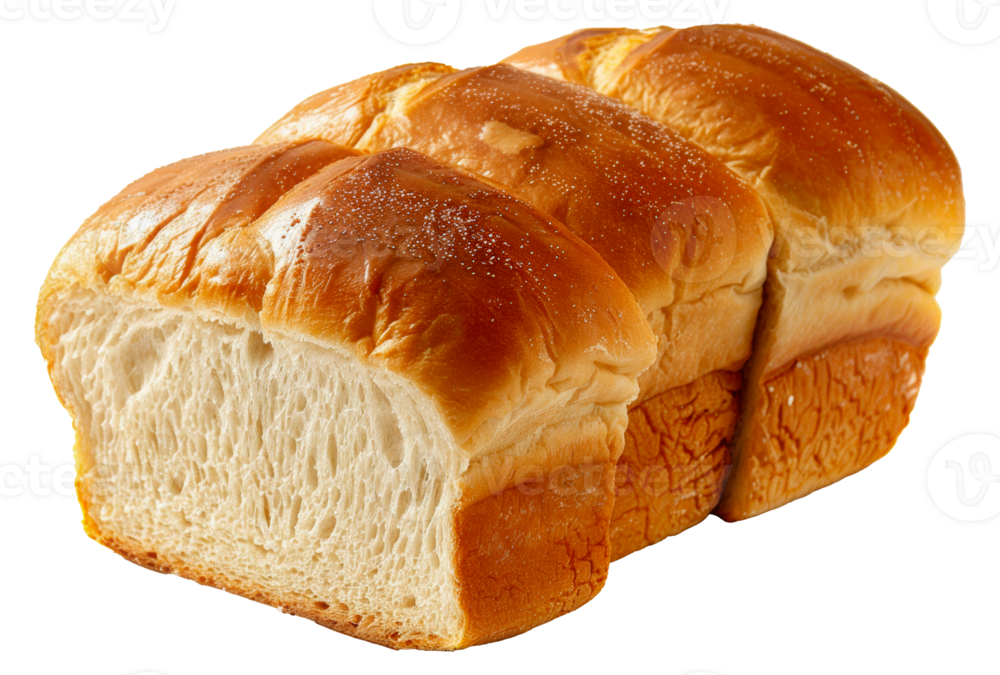 Soft baked bread loaf with glossy top, cut out - stock .. png