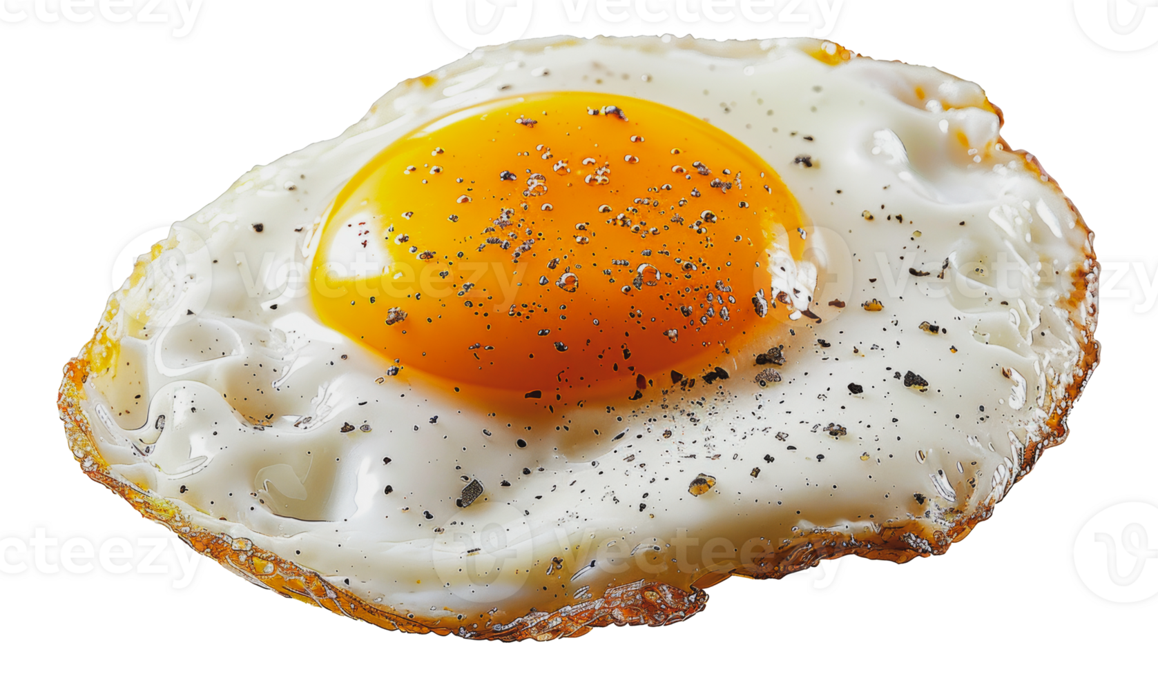 Perfectly fried sunny side up egg with crispy edges, cut out - stock .. png