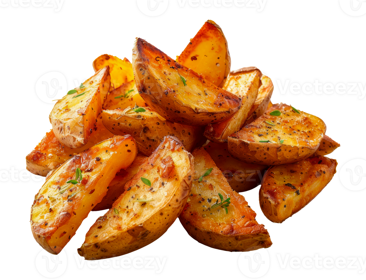 Roasted herb potatoes with colorful spices, cut out - stock .. png
