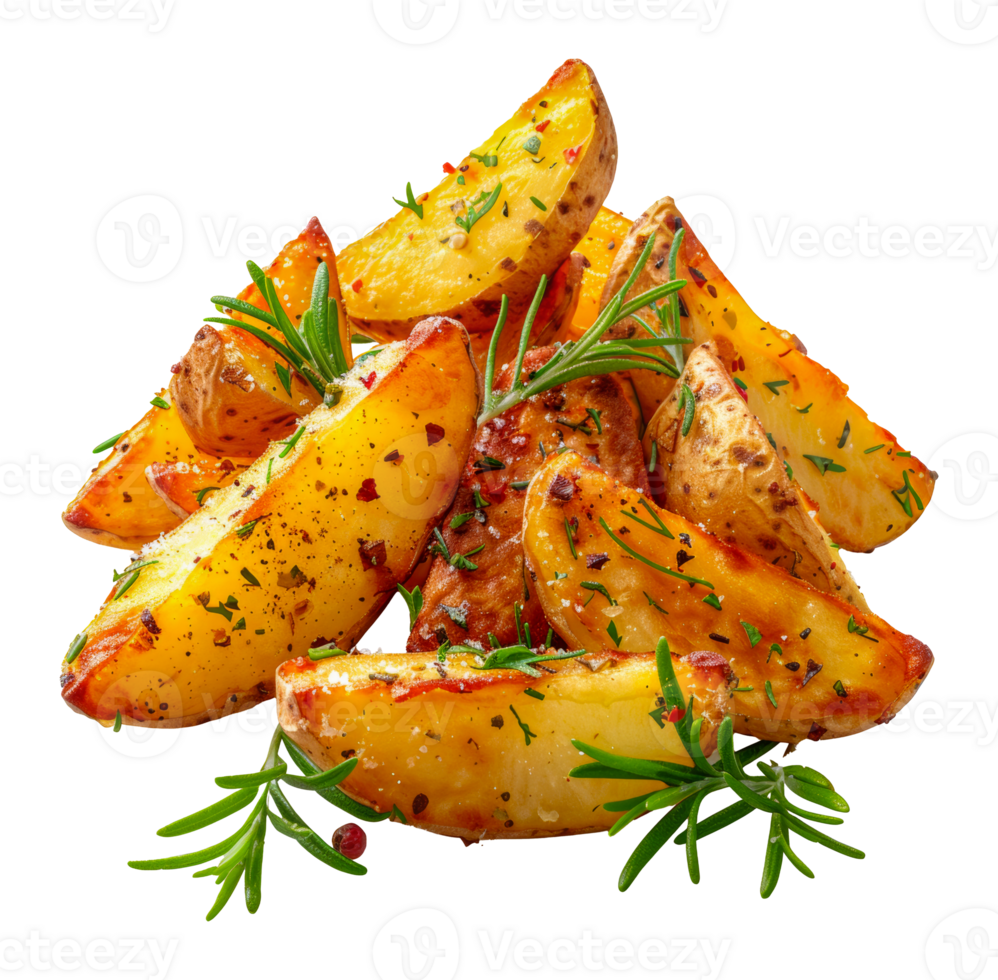 Fresh grilled plantain slices with parsley garnish, cut out - stock .. png