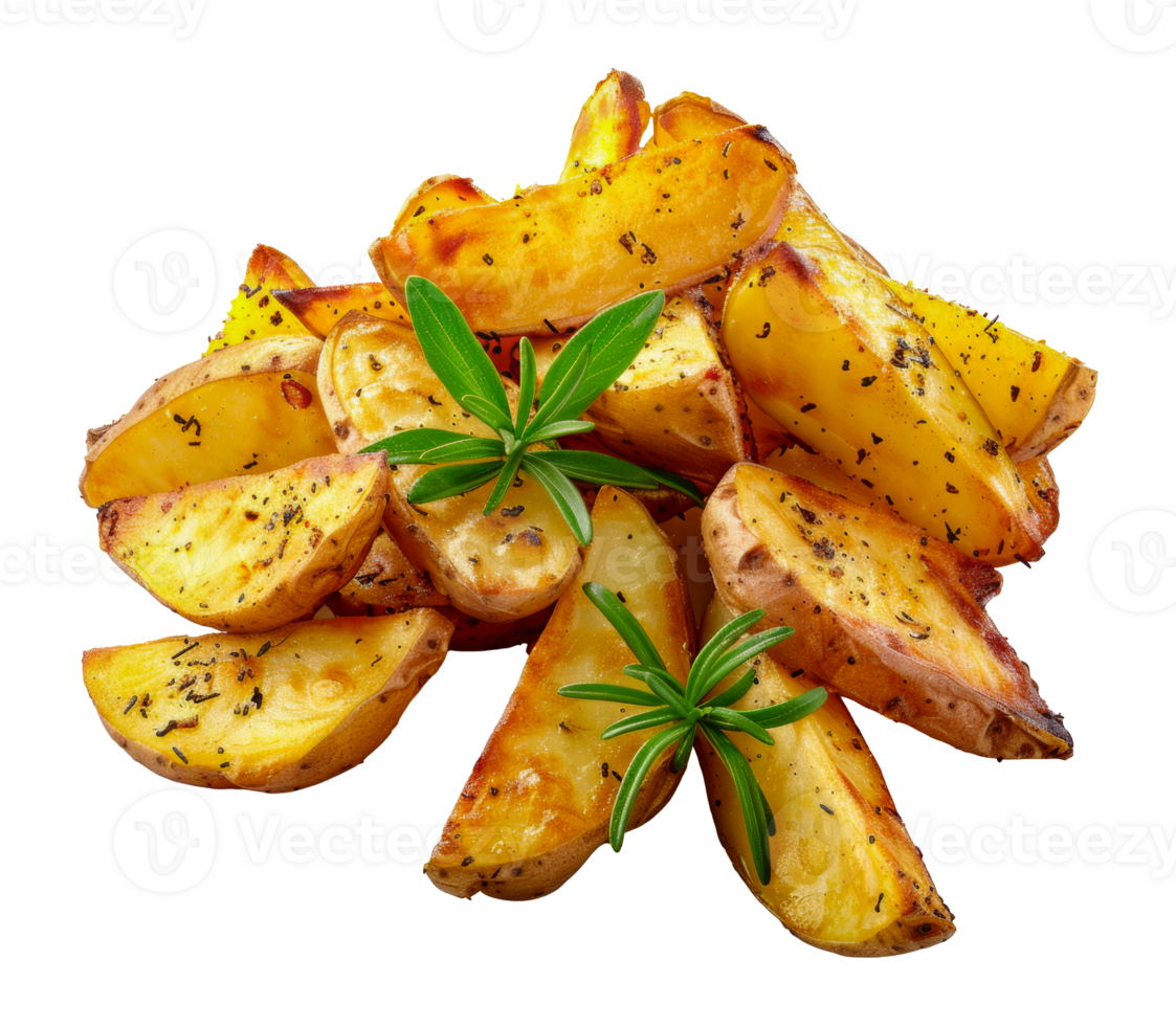Fresh grilled plantain slices with parsley garnish, cut out - stock .. png