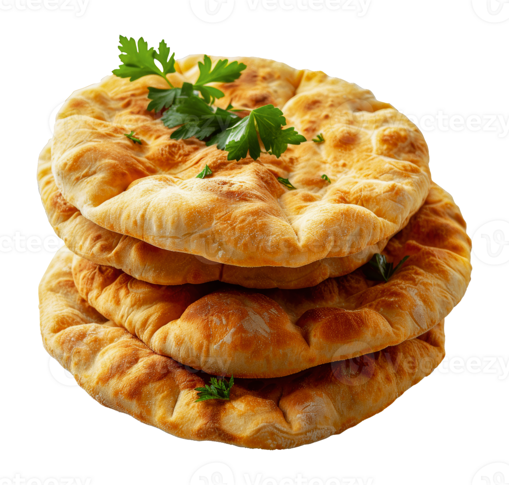 Single fresh pita bread, cut out - stock .. png