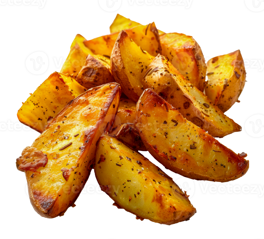 Roasted herb potatoes with colorful spices, cut out - stock .. png
