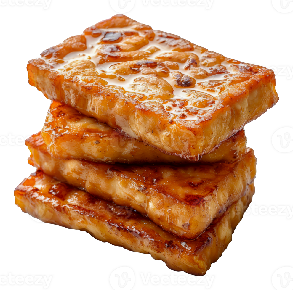 Crispy fried tempeh, cut out - stock .. png