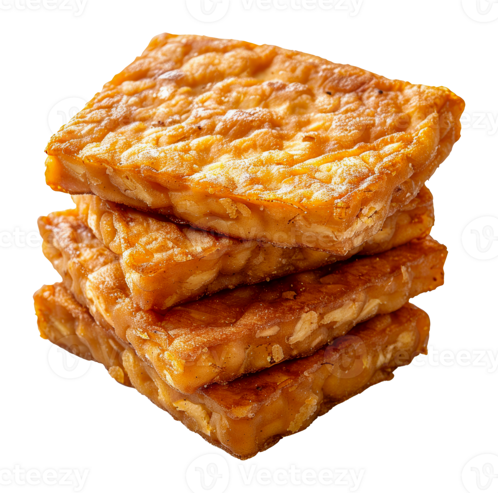 Crispy fried tempeh, cut out - stock .. png