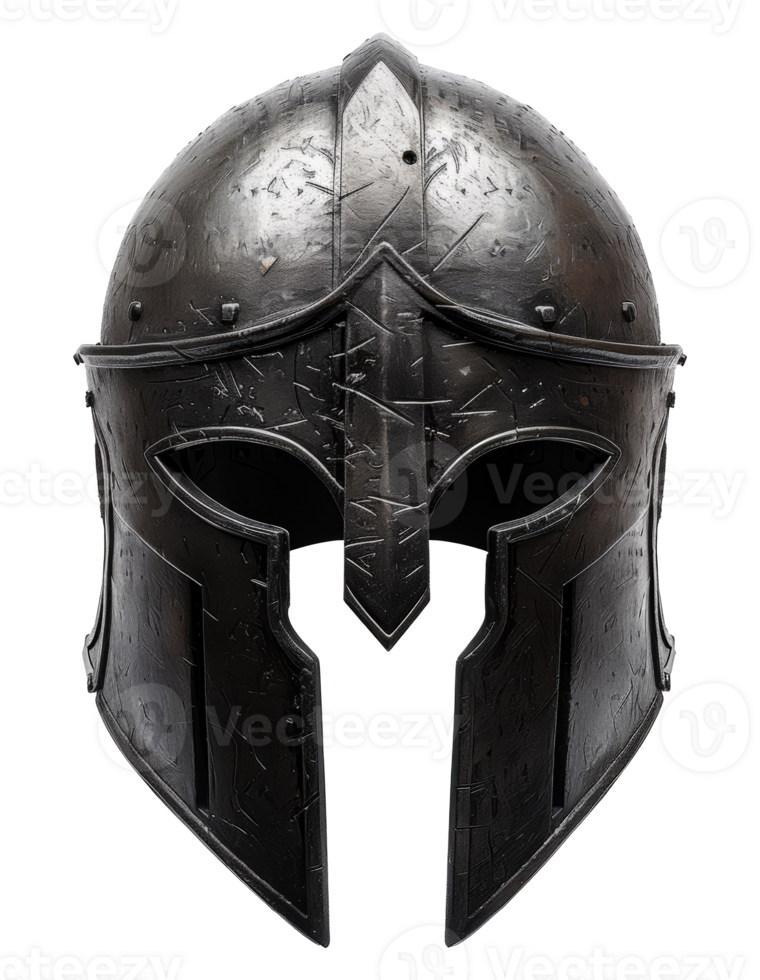 antiguo medieval Caballero casco en negro acero, cortar fuera - valores .. png