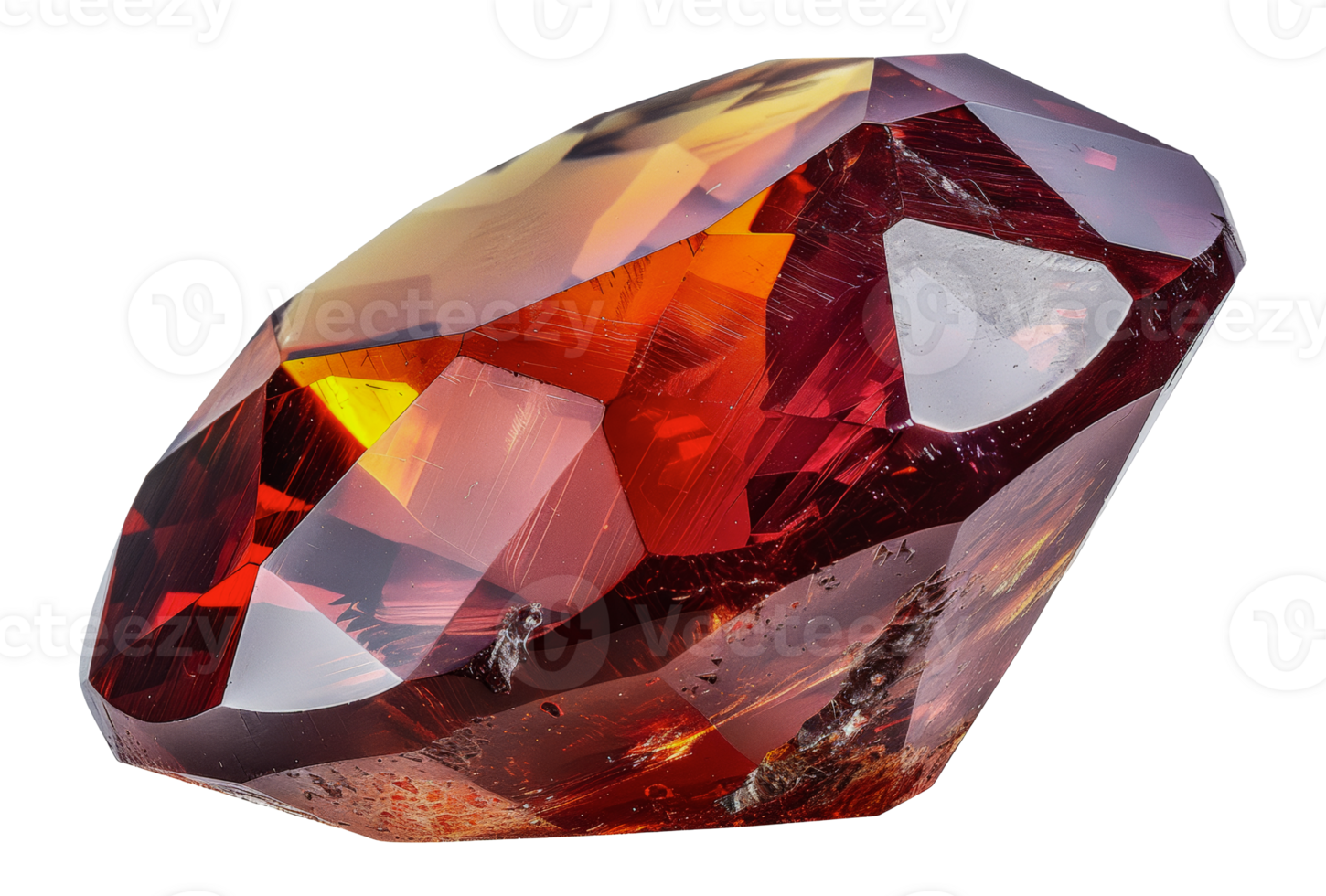 Vivid red crystal with intricate faceted design, cut out - stock .. png