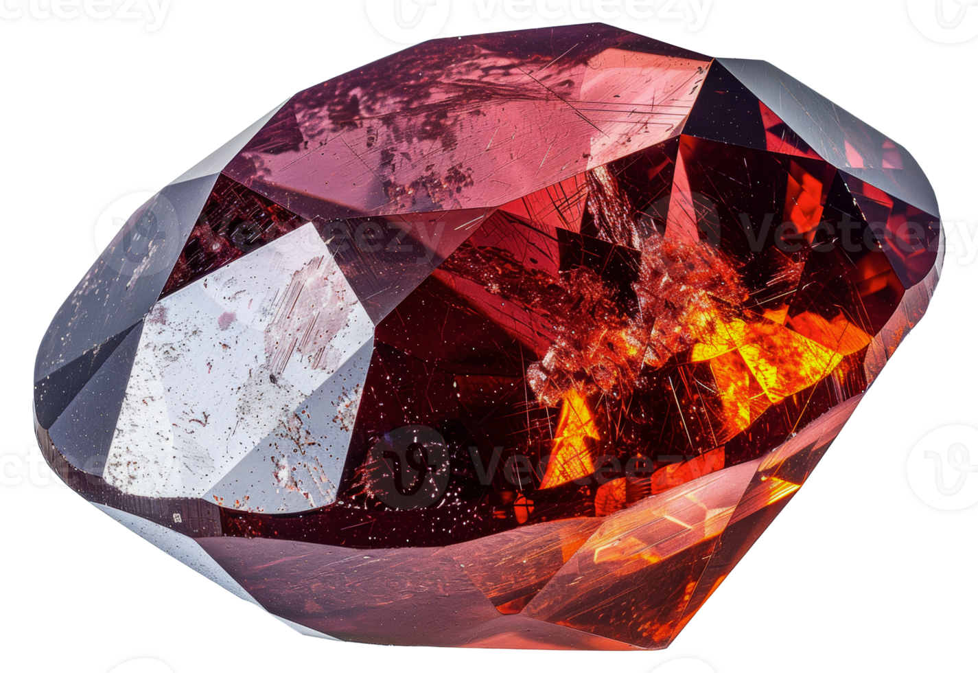 Vivid red crystal with intricate faceted design, cut out - stock .. png