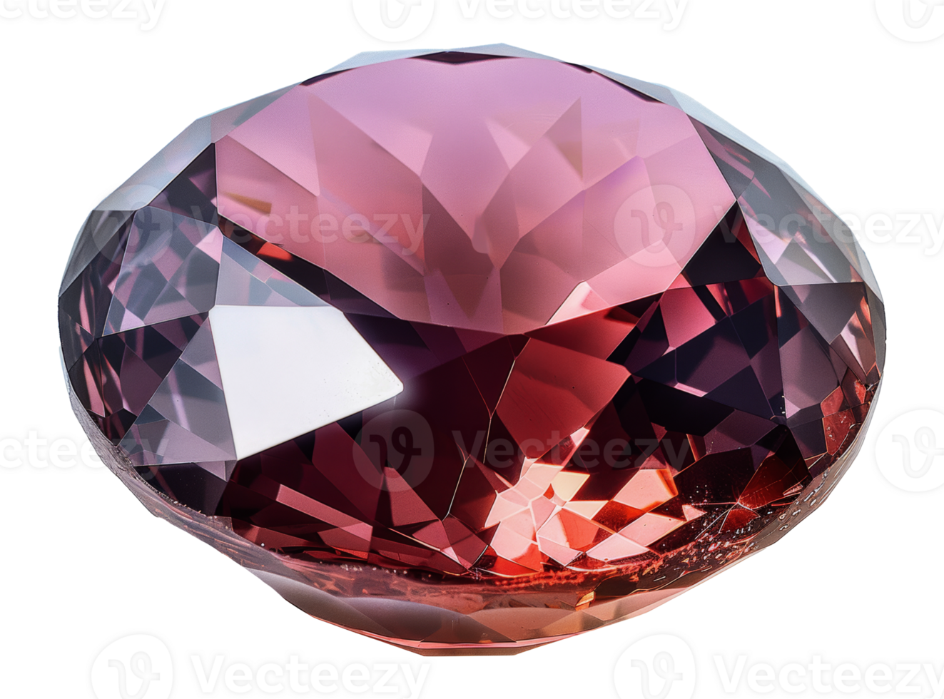 Vivid red crystal with intricate faceted design, cut out - stock .. png