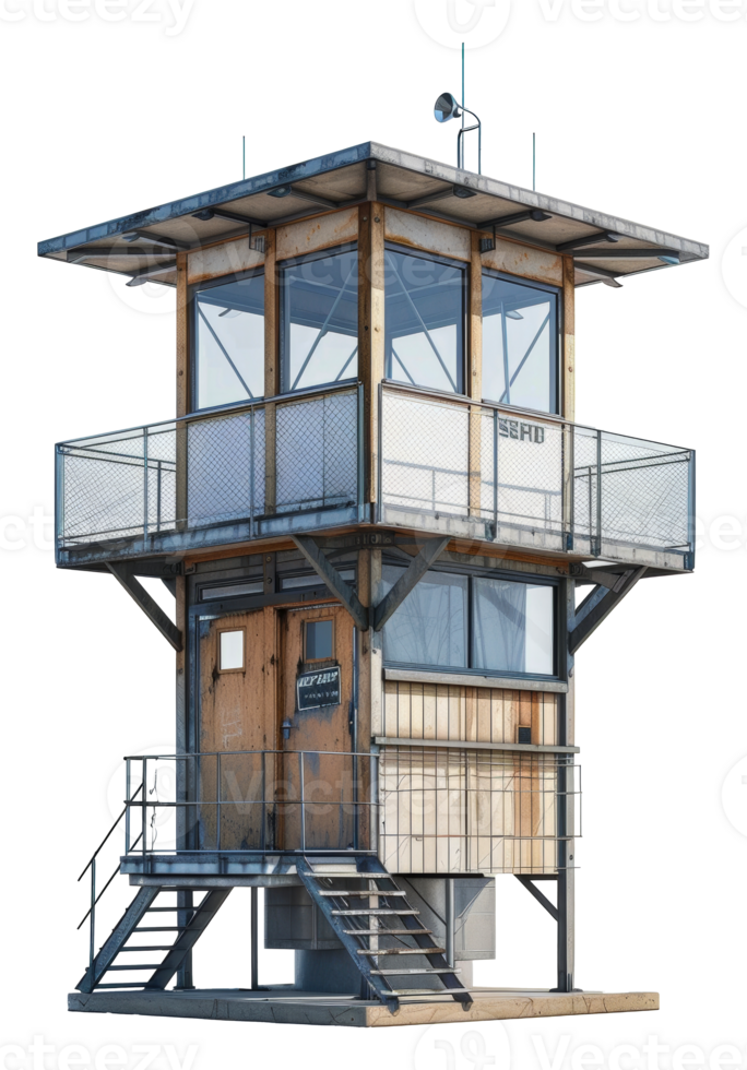 Modern wooden watchtower, cut out - stock .. png