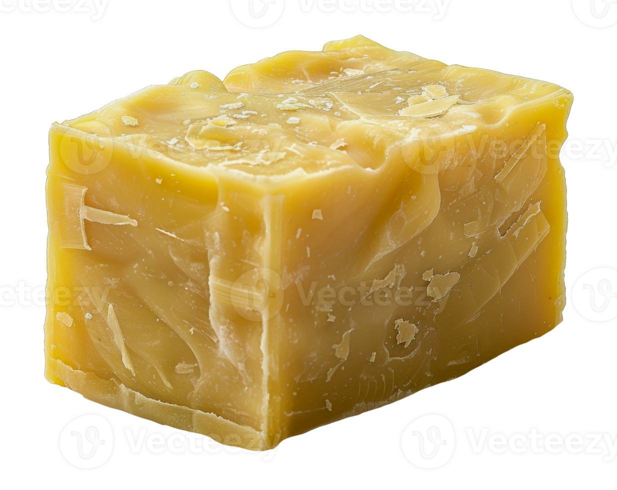 Natural yellow handmade soap bar with textured surface, cut out - stock . png