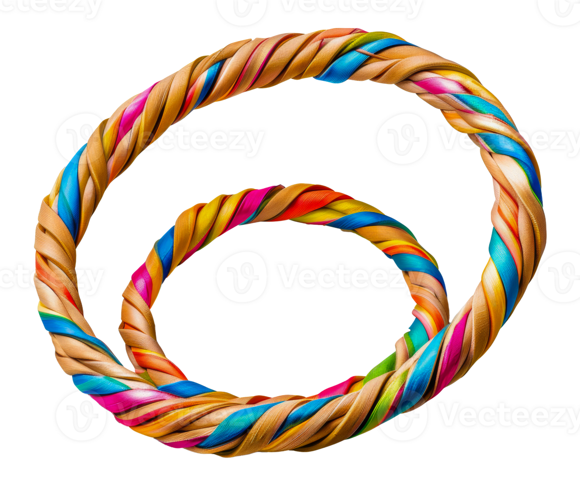 Multicolored rope twisted into a circular shape, cut out - stock .. png