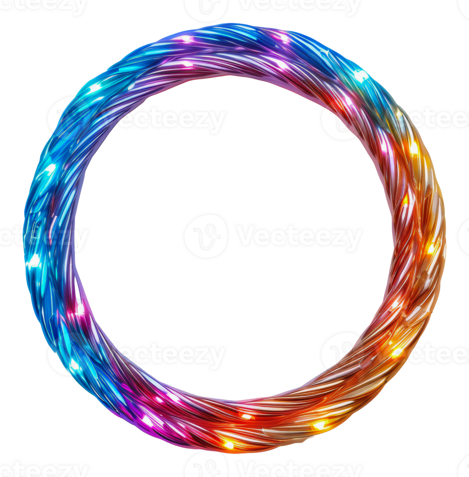 Multicolored rope twisted into a circular shape, cut out - stock .. png