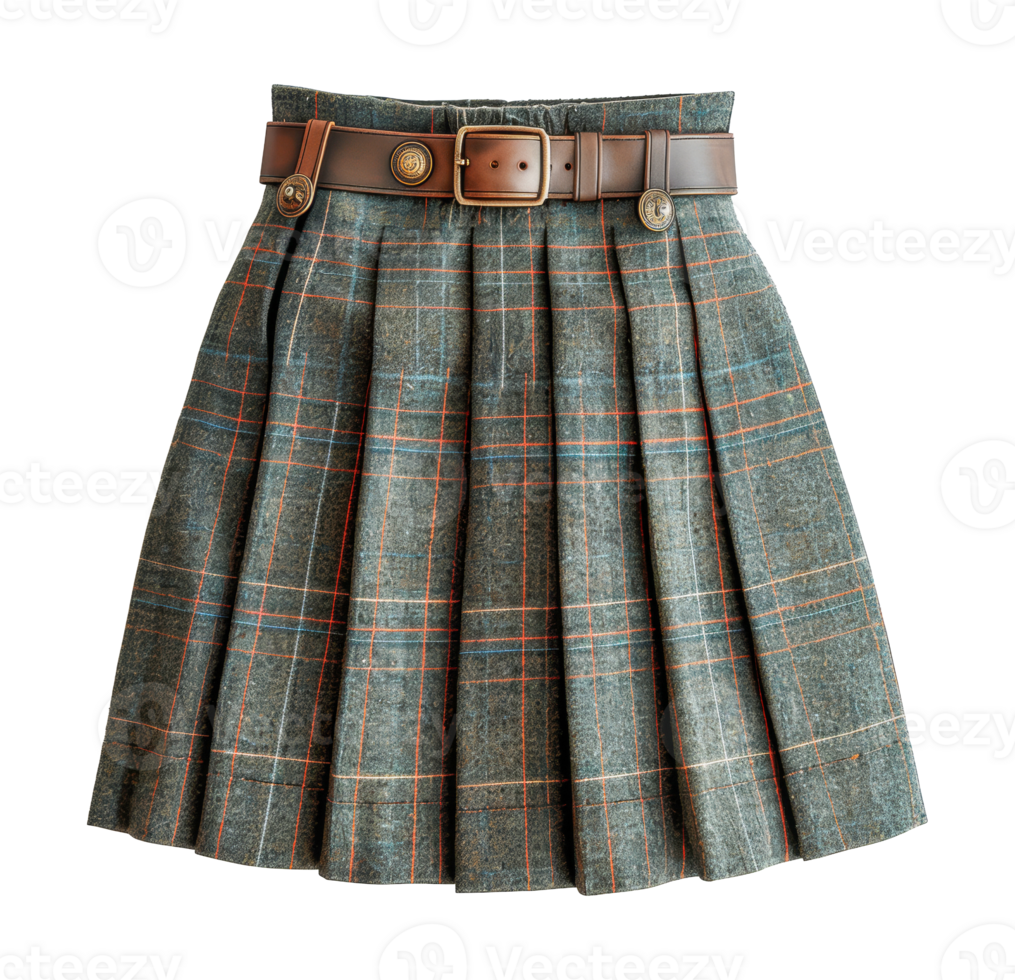 Grey wool pleated skirt, cut out - stock .. png