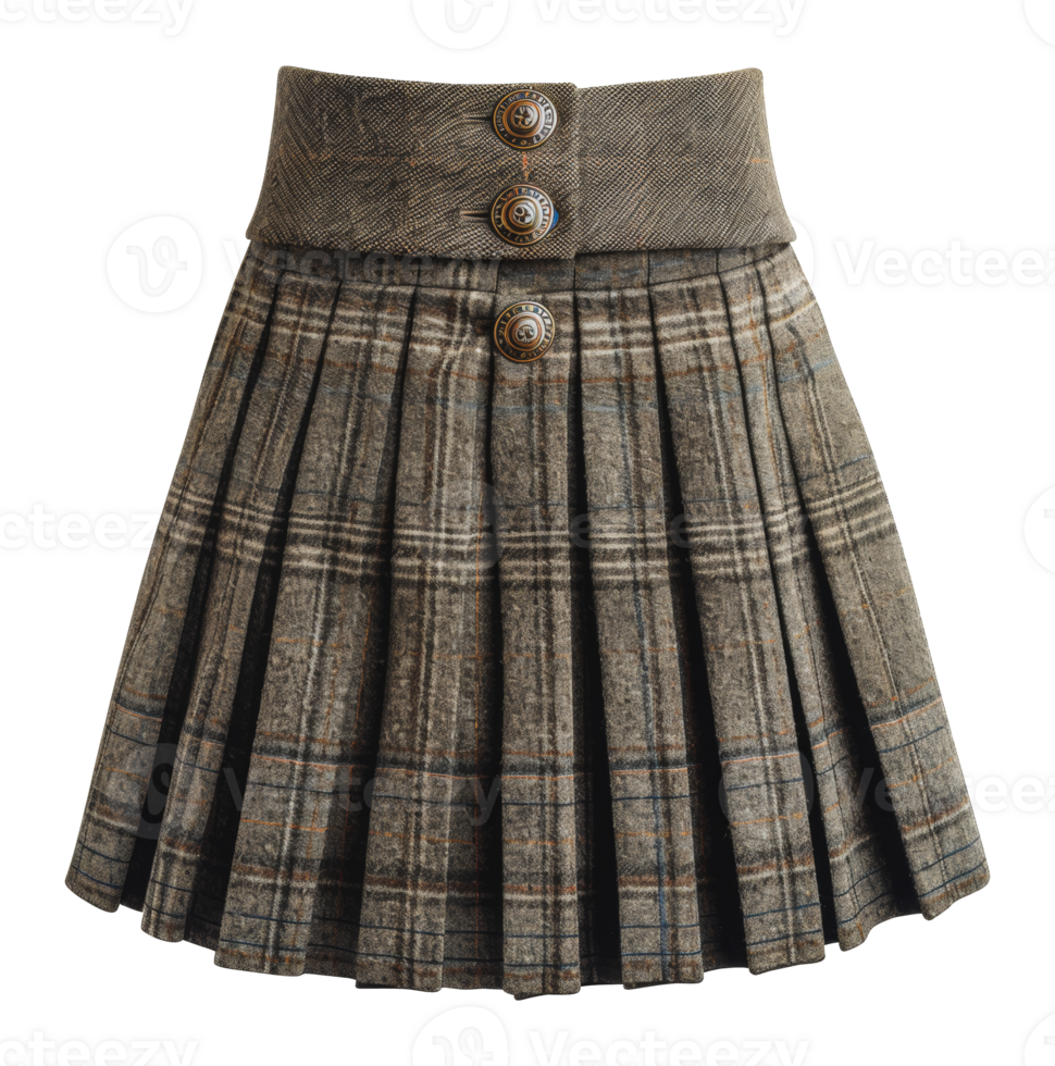 Grey wool pleated skirt, cut out - stock .. png
