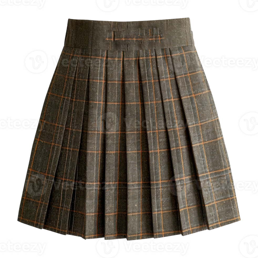 Grey wool pleated skirt, cut out - stock .. png