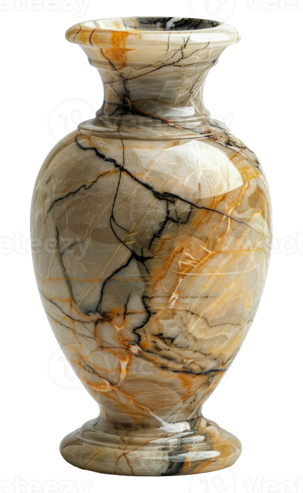 Orange marble vase with natural patterns, cut out - stock .. png