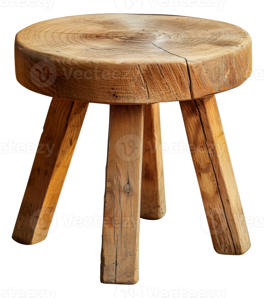 Rustic wooden stool, cut out - stock .. png