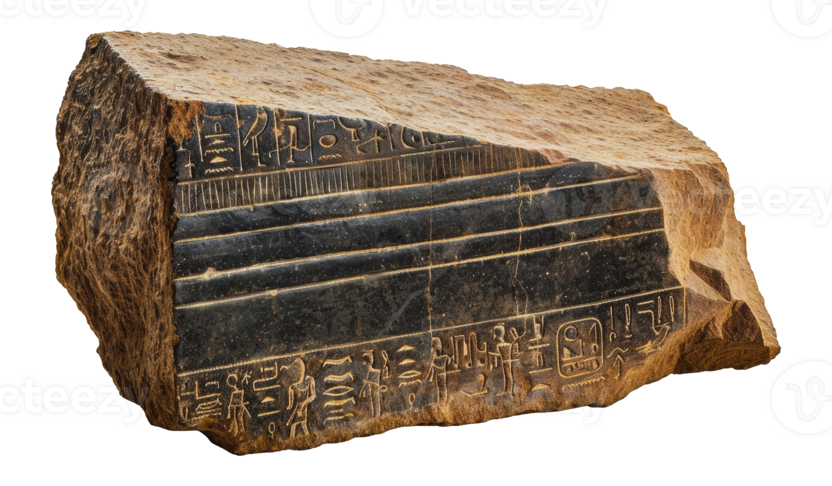 Ancient cuneiform inscriptions on a stone tablet, cut out - stock . png