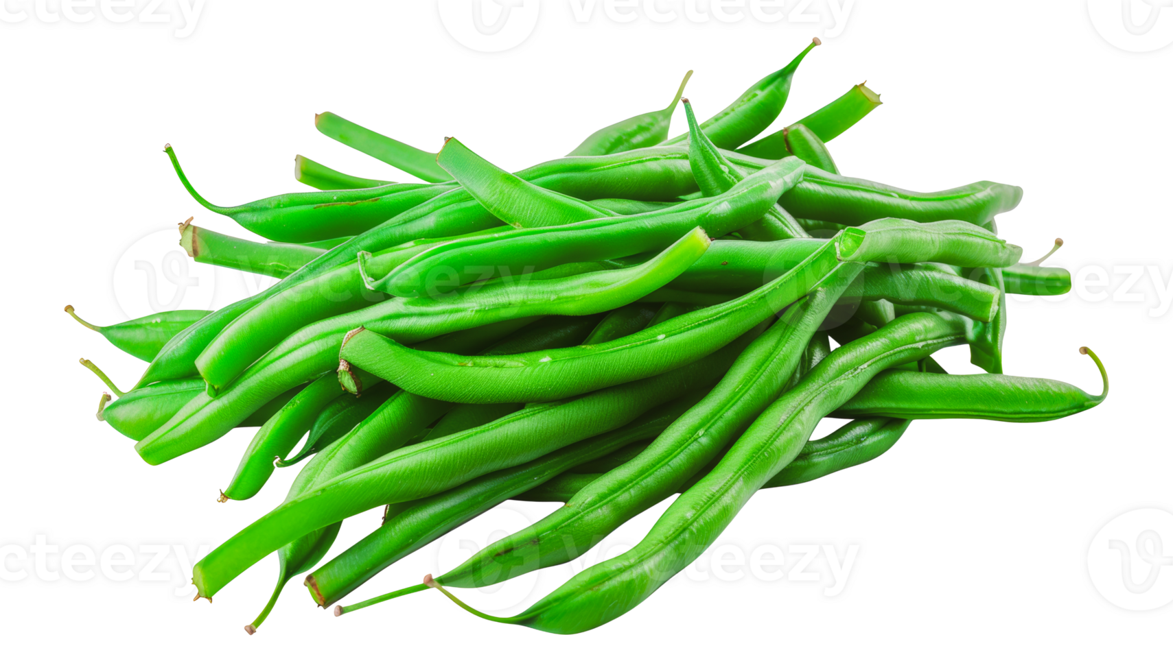 Fresh green beans piled together, cut out - stock . png